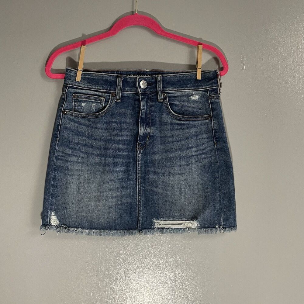 American Eagle Skirt Women's Size 6 Blue Super Stretch Hi Rise Mini Skirt Denim